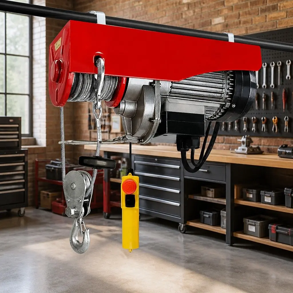 Electric Hoist Winch Red 125KG 18M Cable Remote Control