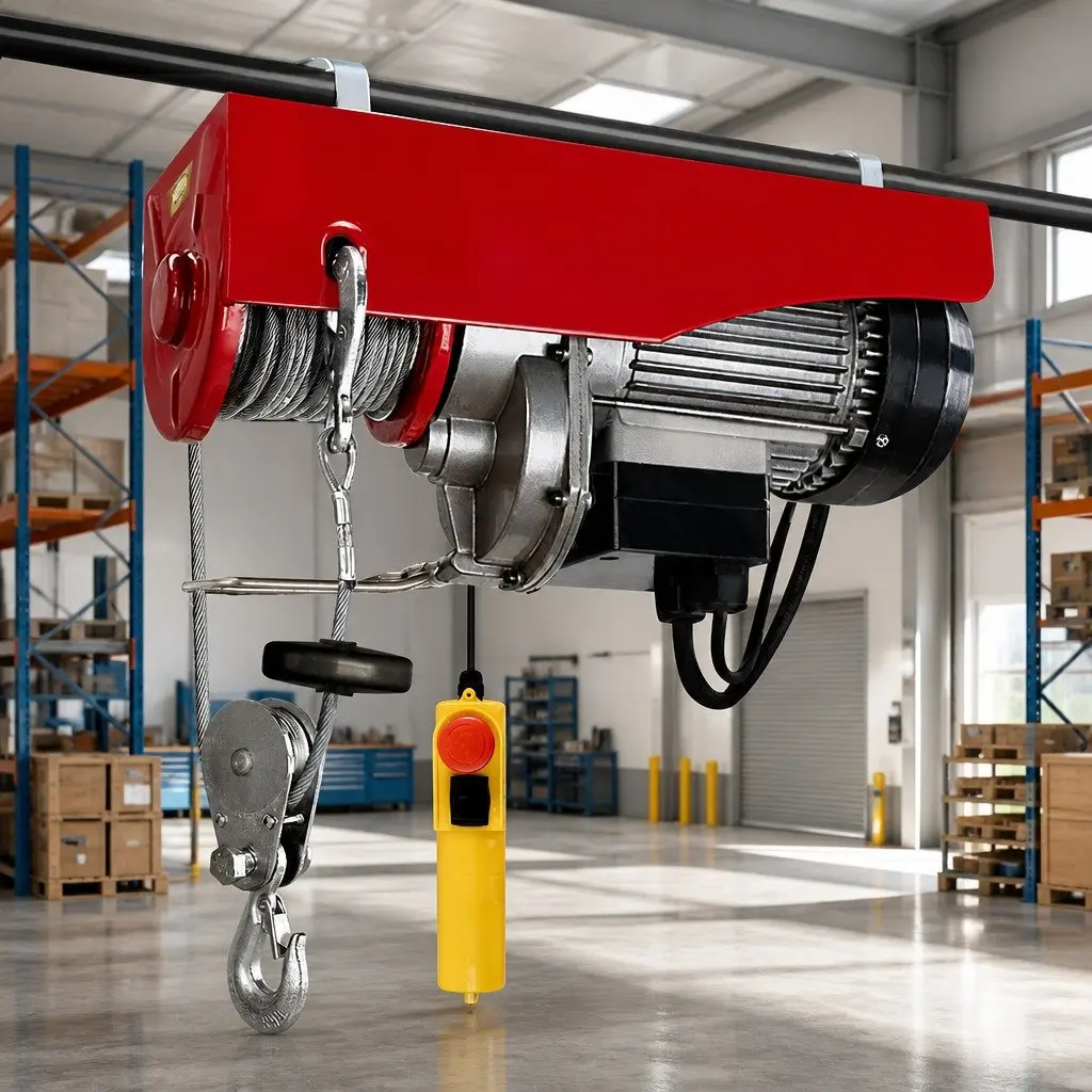 Electric Hoist Winch Red 400KG 800KG 18M Remote Control Lifting Garage