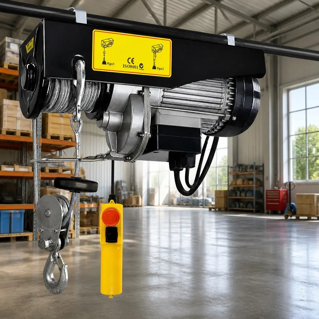 Electric Hoist Winch Red 18M Cable Remote Control Lifting Tool 400KG 800KG Capacity