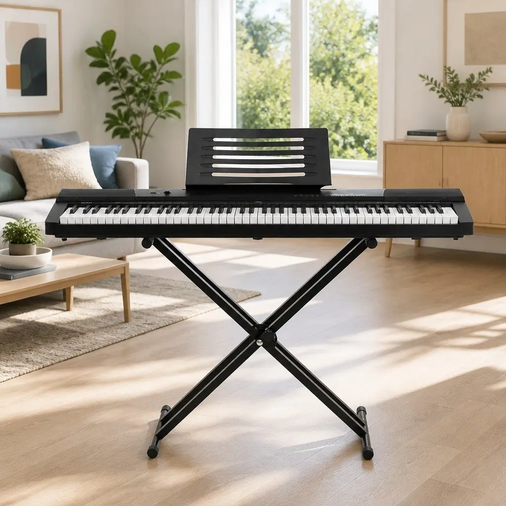 88 Key Electronic Piano Keyboard Black Touch Sensitive with Adjustable Stand
