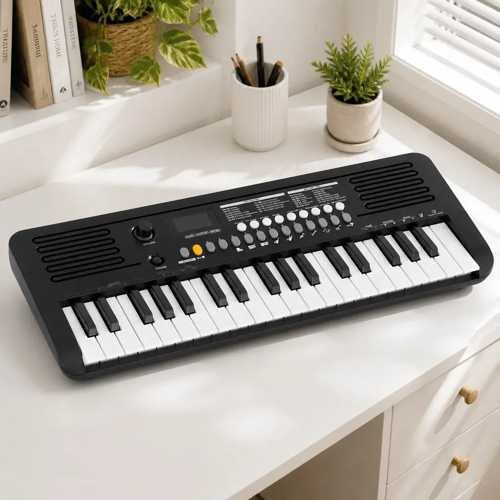 37-Key Digital Piano Keyboard Black Portable Touch Sensitive for Beginners