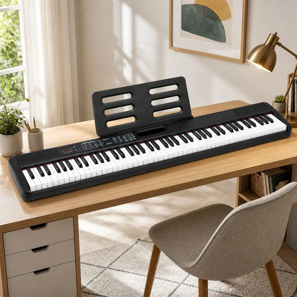 88-Key Electronic Piano Keyboard Black Weighted Keys Bluetooth Learning Mode