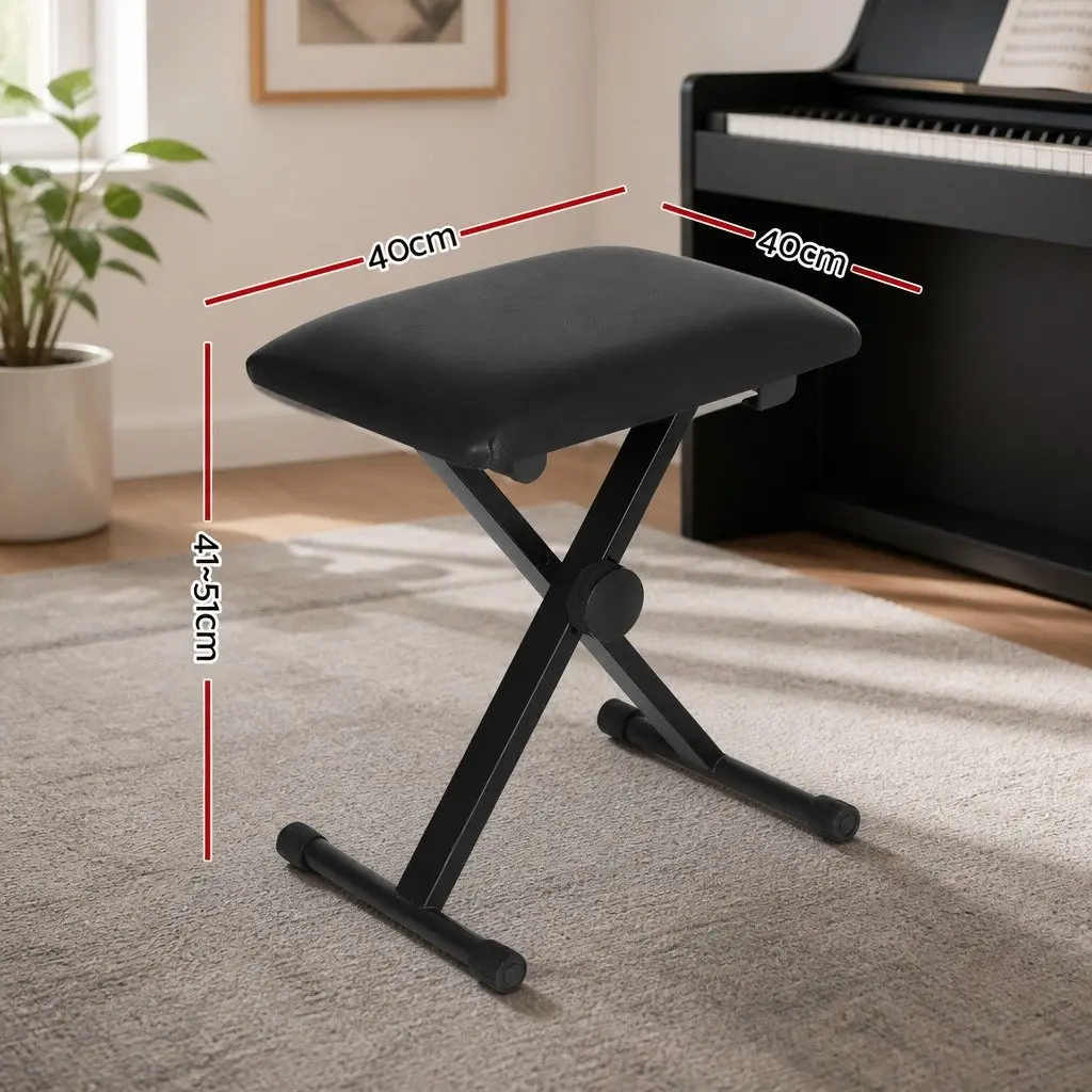 Piano Stool Black Adjustable Height Portable Keyboard Bench Seat