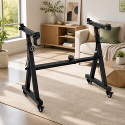 Heavy Duty Adjustable Piano Stand Z-Frame Lockable Wheels Black Professional