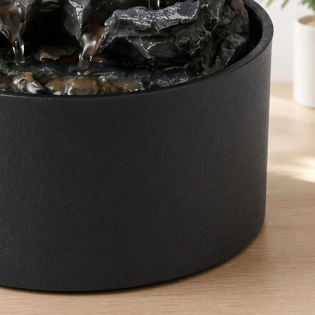 Tabletop Water Fountain Grey 19cm Compact Indoor Water Feature with 3 Flow Levels