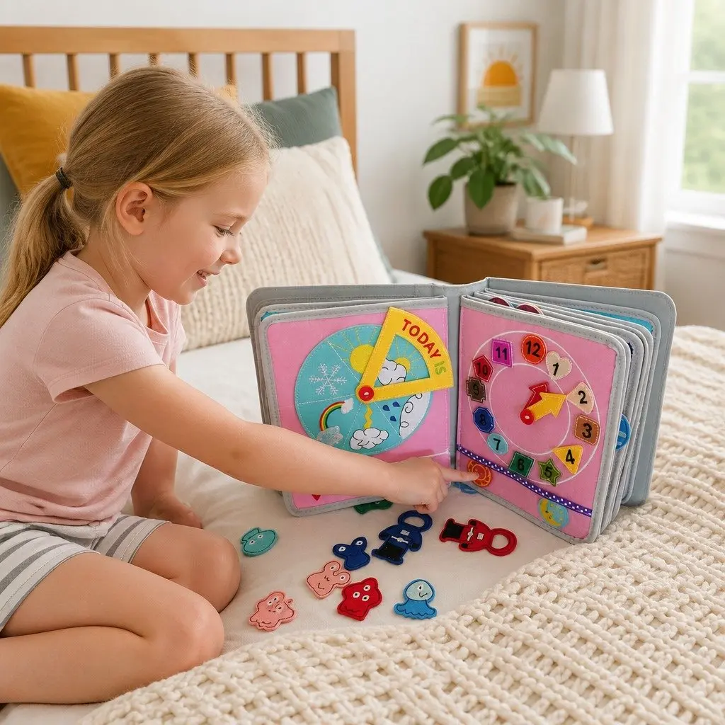 Interactive Busy Book My Space Book for Kids Ages 4-6 Hands-On Learning