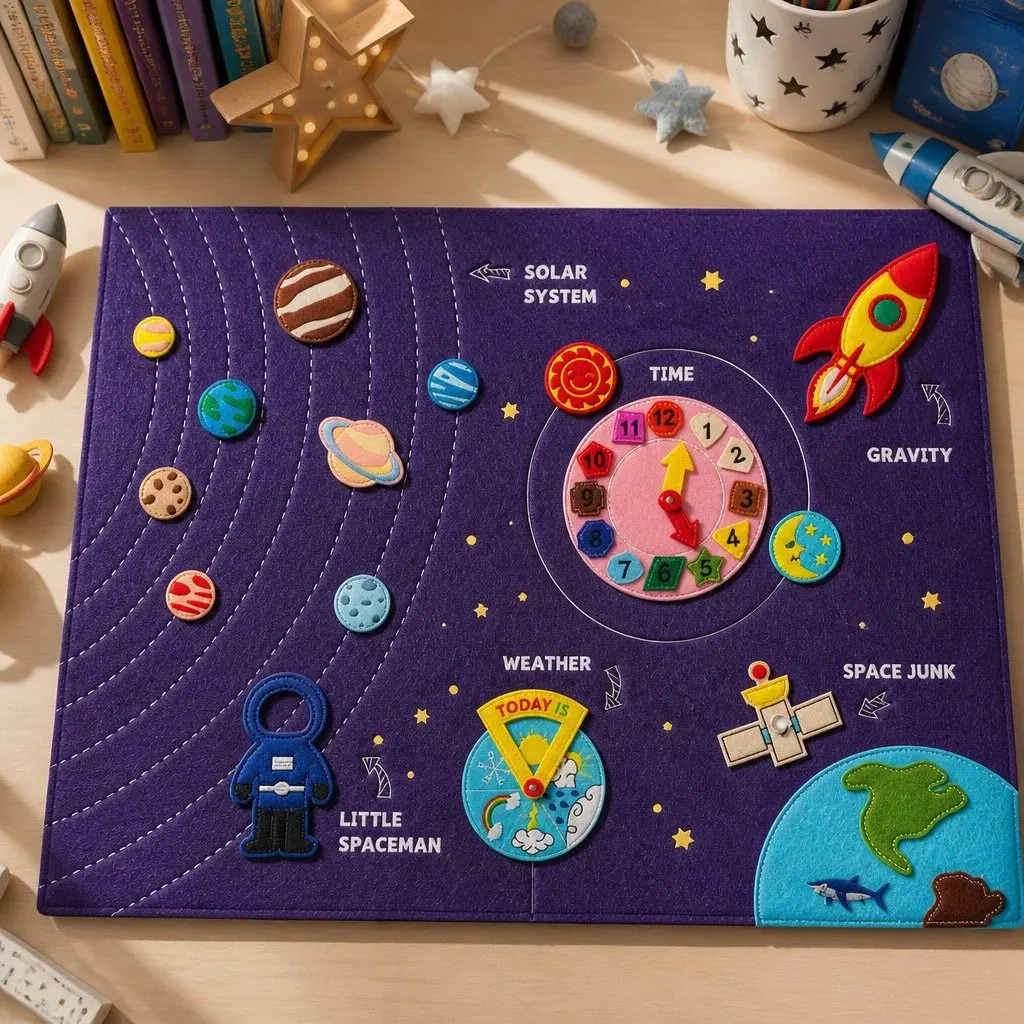 Interactive Busy Book for Kids Ages 4-6 Space Learning Universe
