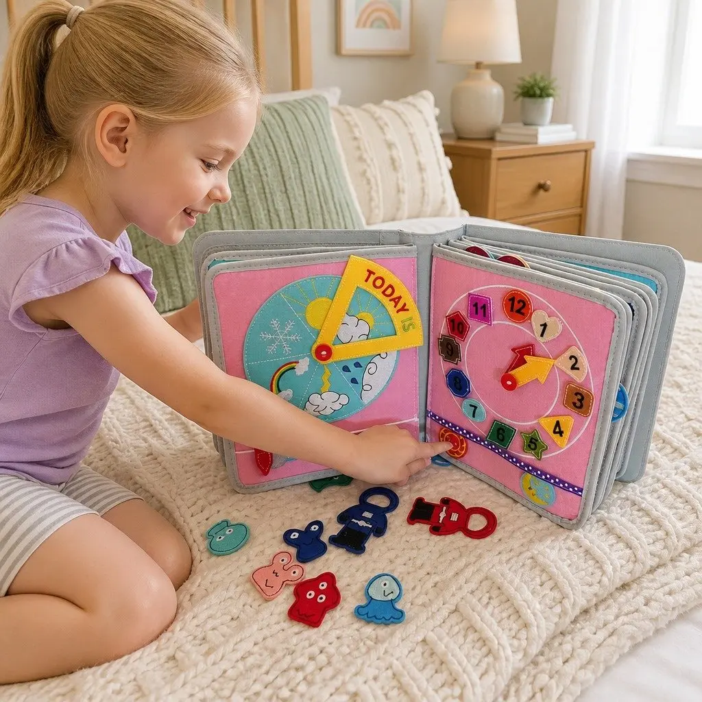 Interactive Busy Book for Kids Ages 4-6 Space Learning Universe