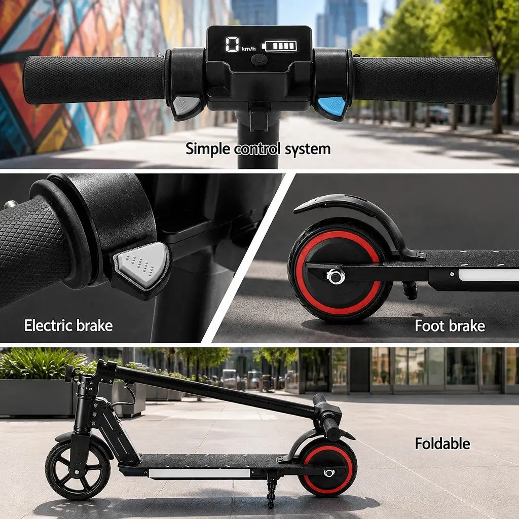 Electric Scooter Black Foldable Portable 130W Motor 16KM/H LED Display