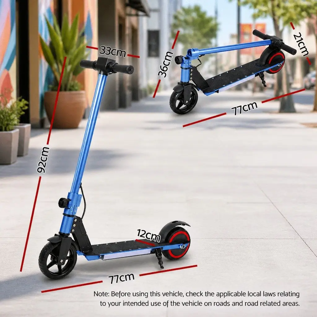 Electric Scooter Blue Foldable Portable 130W Motor 16km/h LED Light