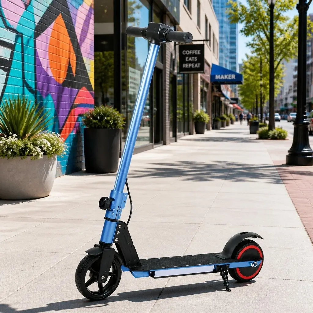 Electric Scooter Blue Foldable Portable 130W Motor 16km/h LED Light