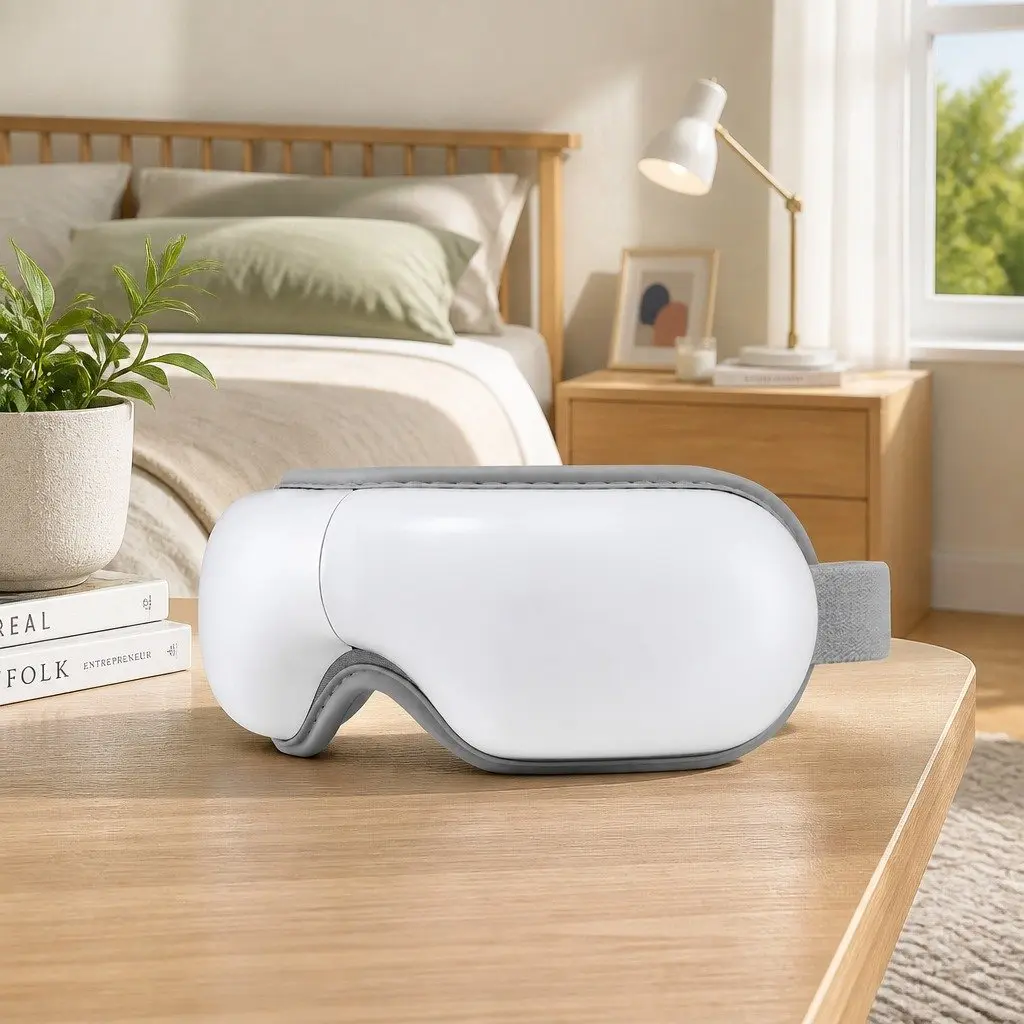 Eye Massager White 180° Foldable Electric with Heat Vibration Bluetooth Music