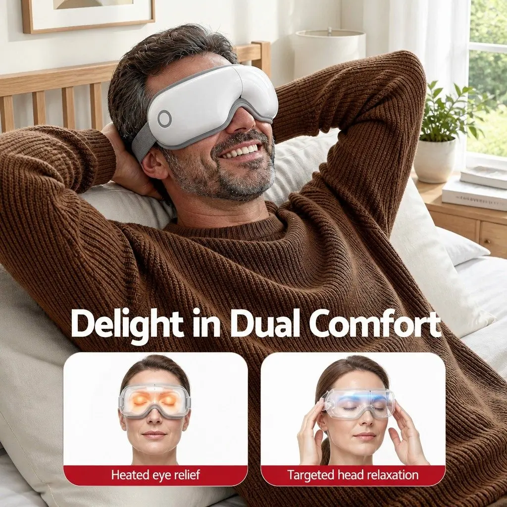 Eye Massager White 180° Foldable Electric with Heat Vibration Bluetooth Music