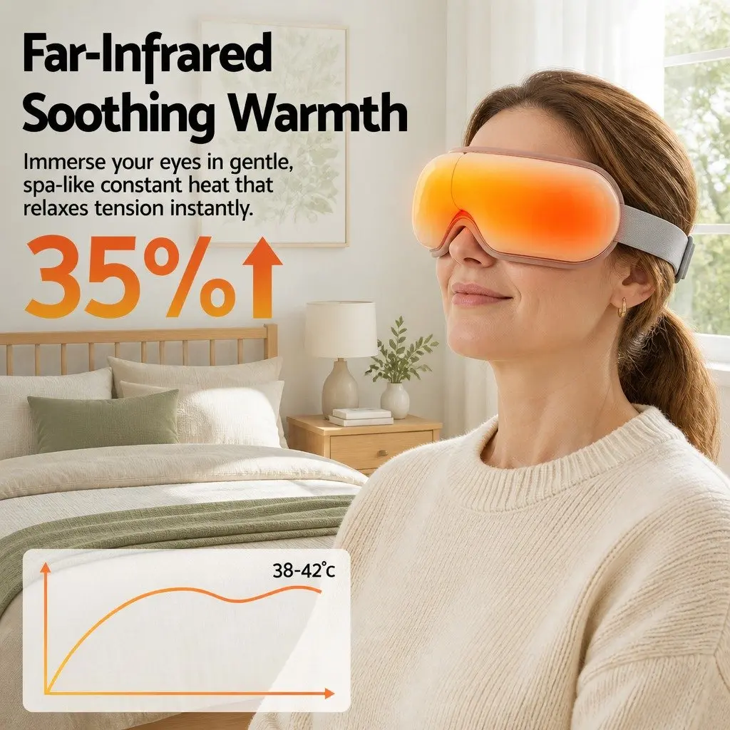 Eye Massager White 180° Foldable Electric with Heat Vibration Bluetooth Music