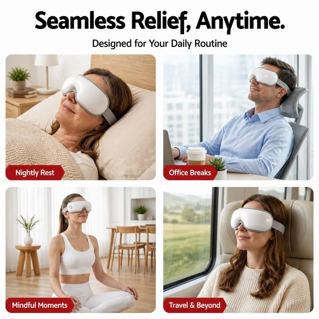 Eye Massager White 180° Foldable Electric with Heat Vibration Bluetooth Music