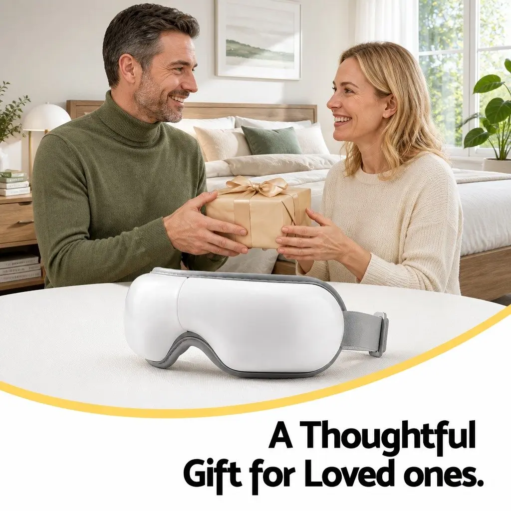 Eye Massager White 180° Foldable Electric with Heat Vibration Bluetooth Music