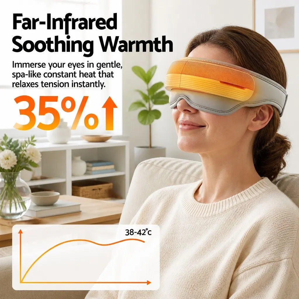 Eye and Head Massager with Heat Air Compression Bluetooth Music 5 Modes Foldable
