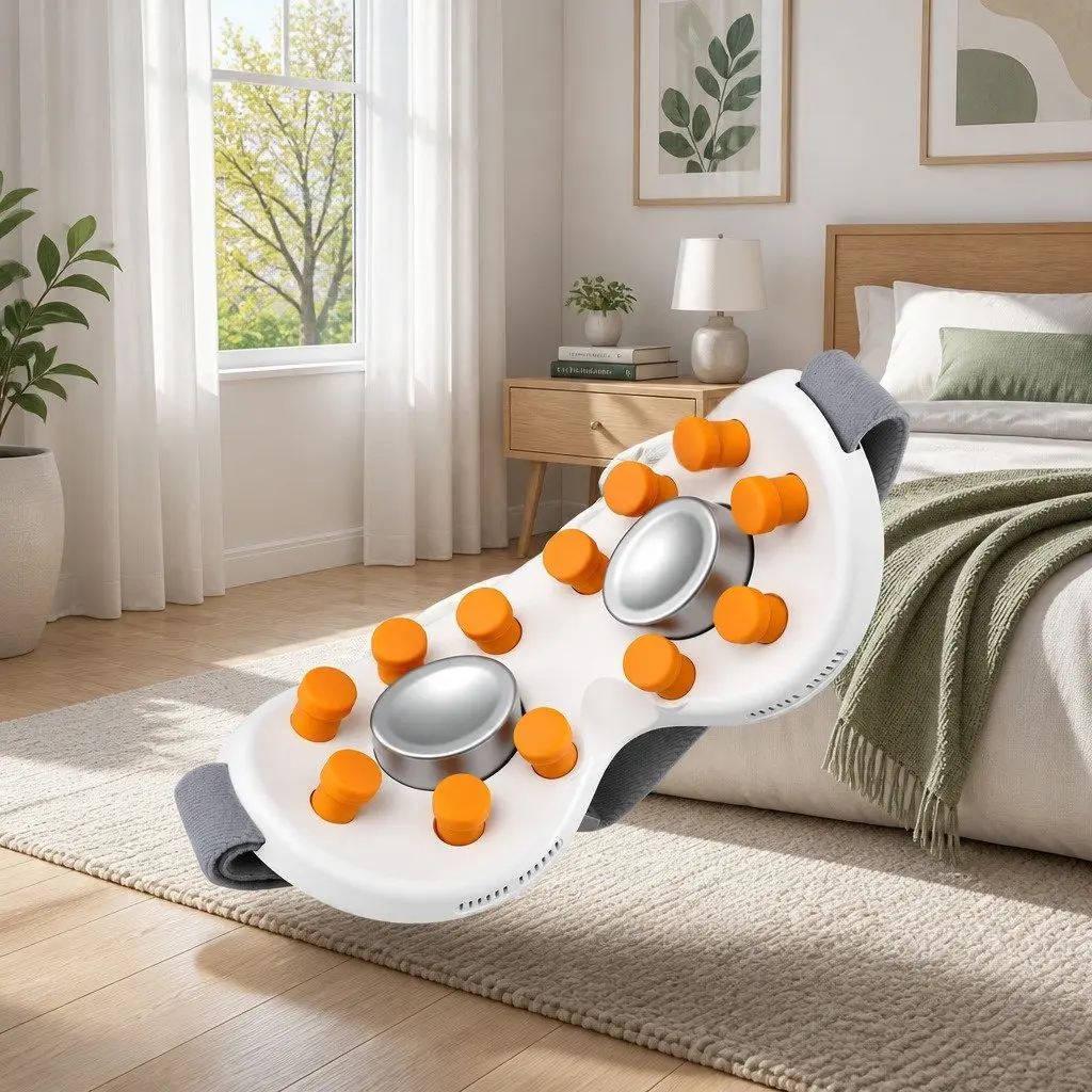 Dual Hot and Cold Compress Eye Massager White Adjustable 12 Vibrating Nodes Wireless Bluetooth Quick Charge