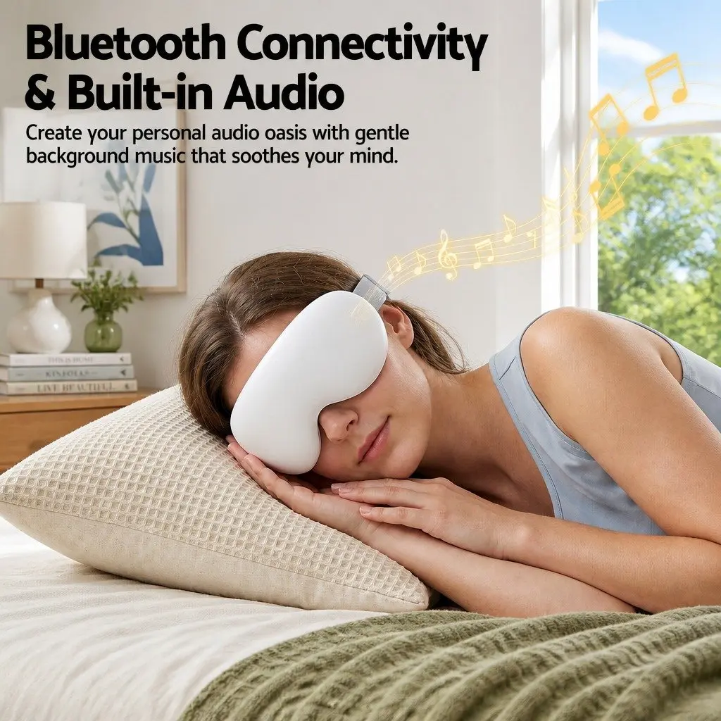 Dual Hot and Cold Compress Eye Massager White Adjustable 12 Vibrating Nodes Wireless Bluetooth Quick Charge