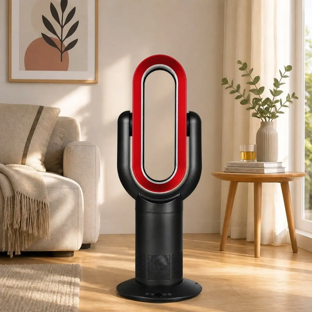 Bladeless Fan Tower Black 35W Portable Quiet Heating and Cooling Remote Control