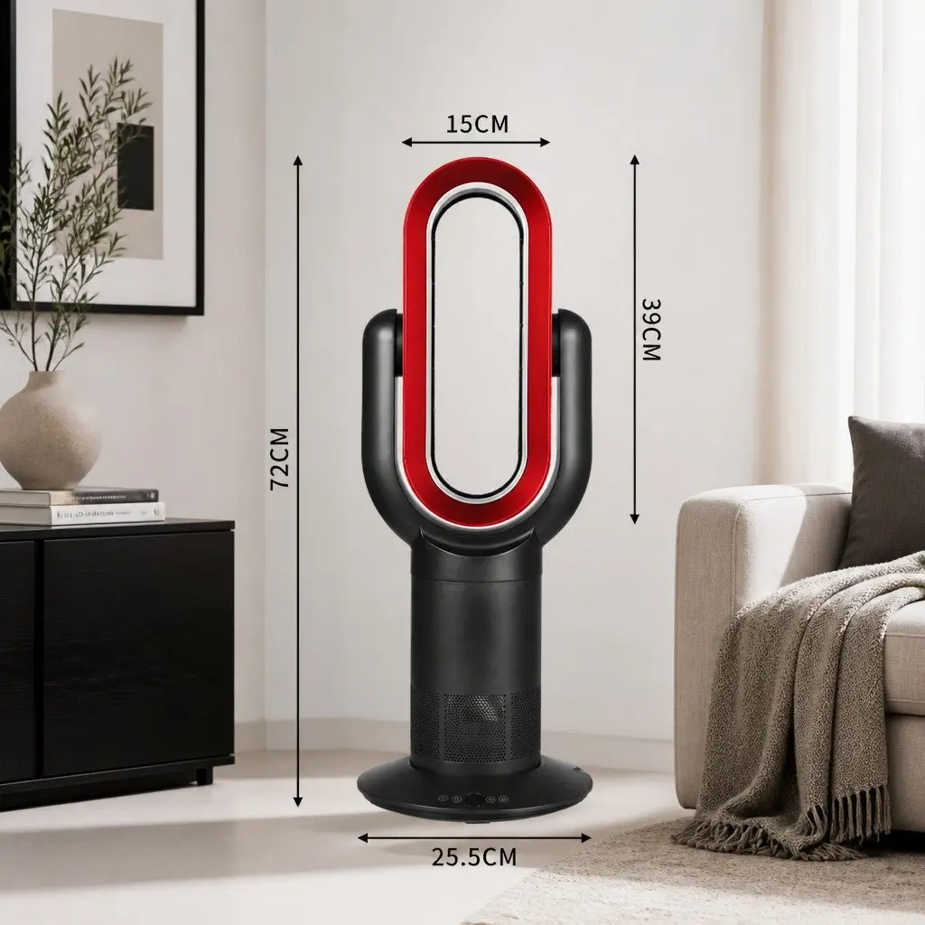 Bladeless Fan Tower Black 35W Portable Quiet Heating and Cooling Remote Control