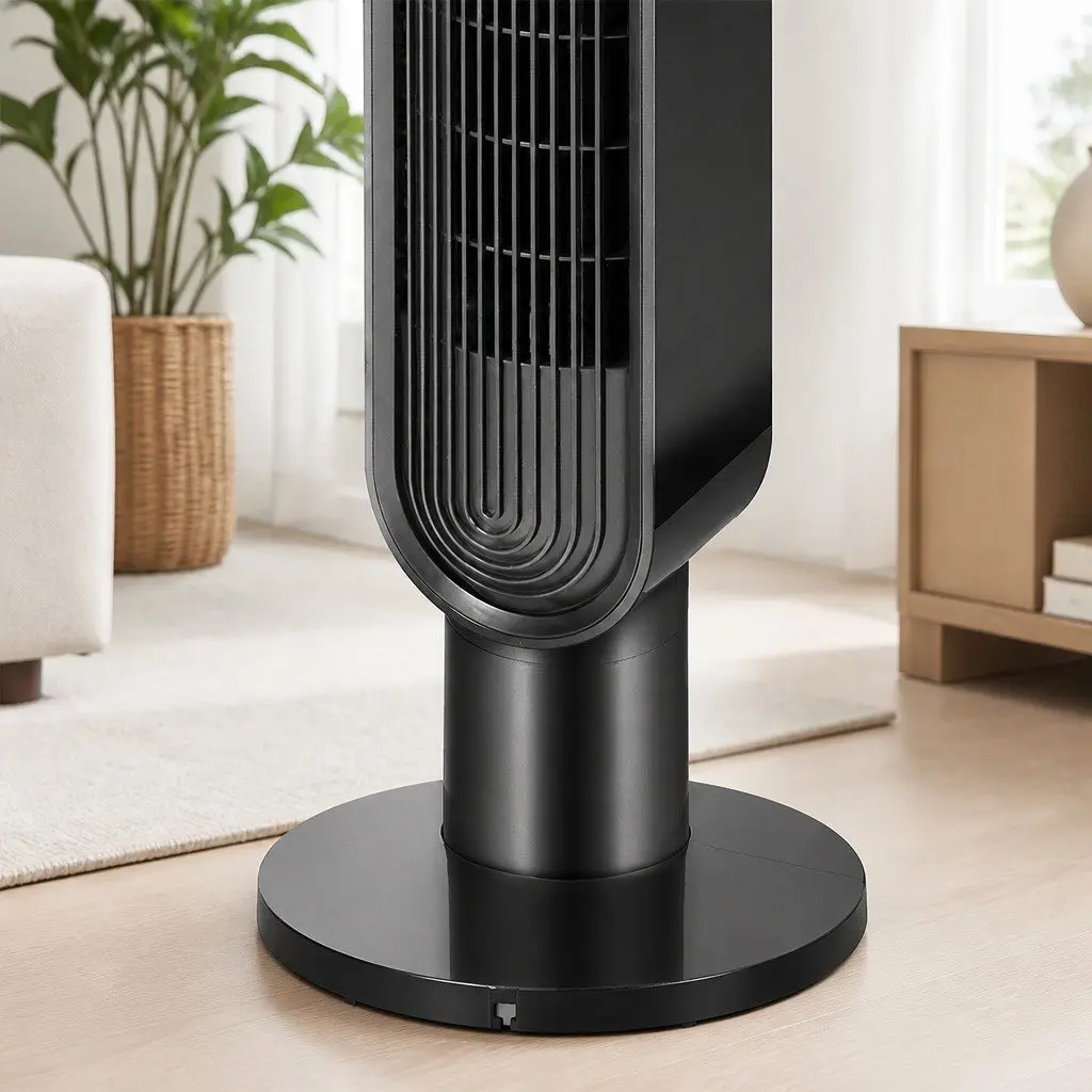 Bladeless Tower Fan Black 80° Swivel Remote Control Quiet