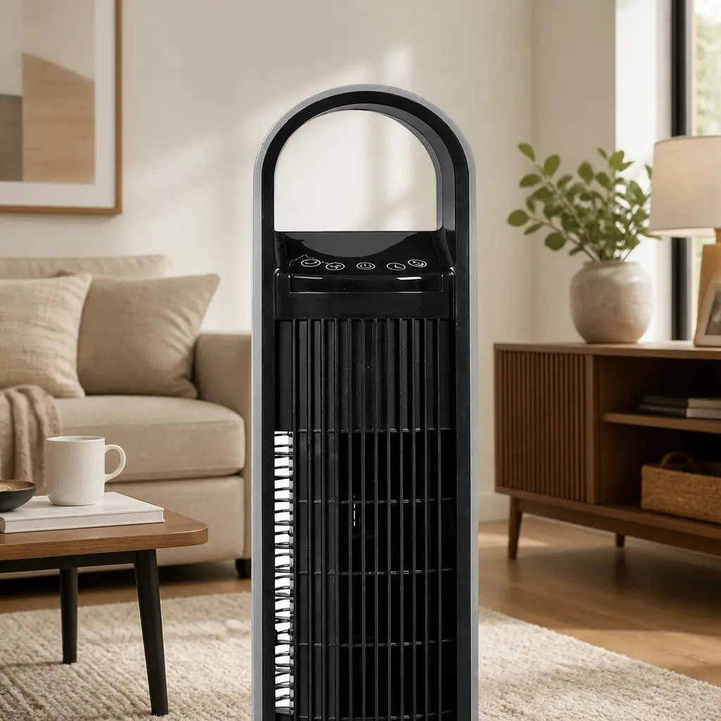 Tower Fan White 100cm Portable Oscillating Remote Control 3 Speed 80 Degree Swivel