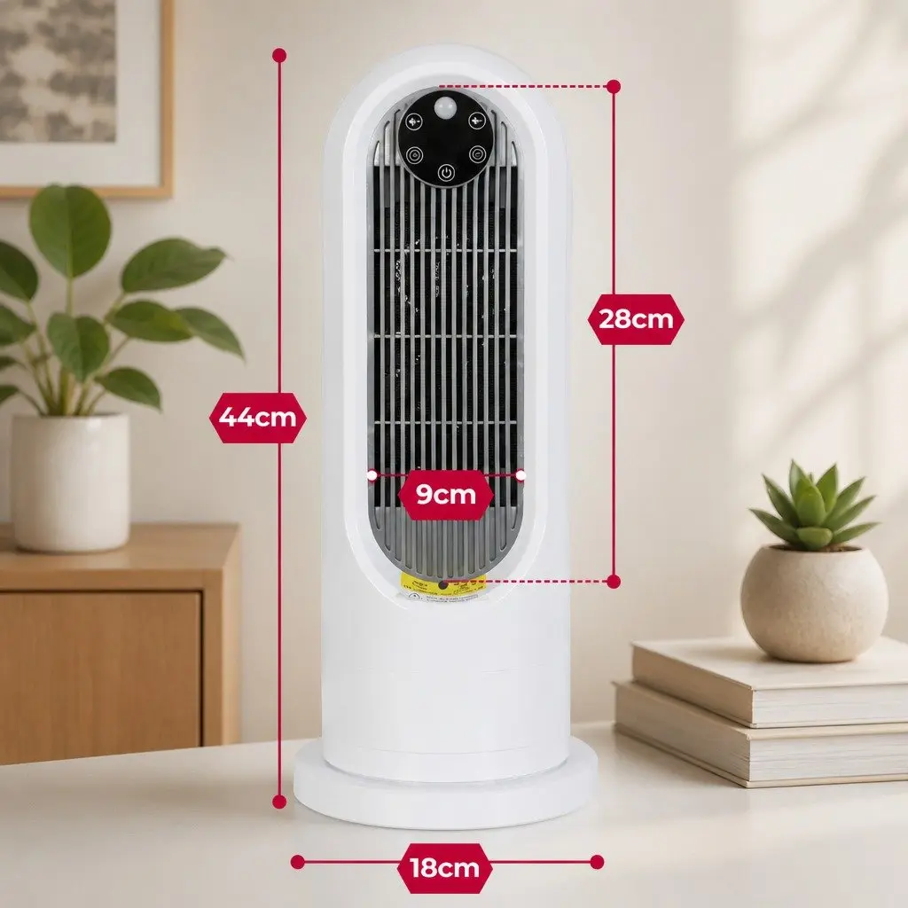 Portable Electric Heater Fan White 1200W 3 Speed Oscillating Remote Control Timer