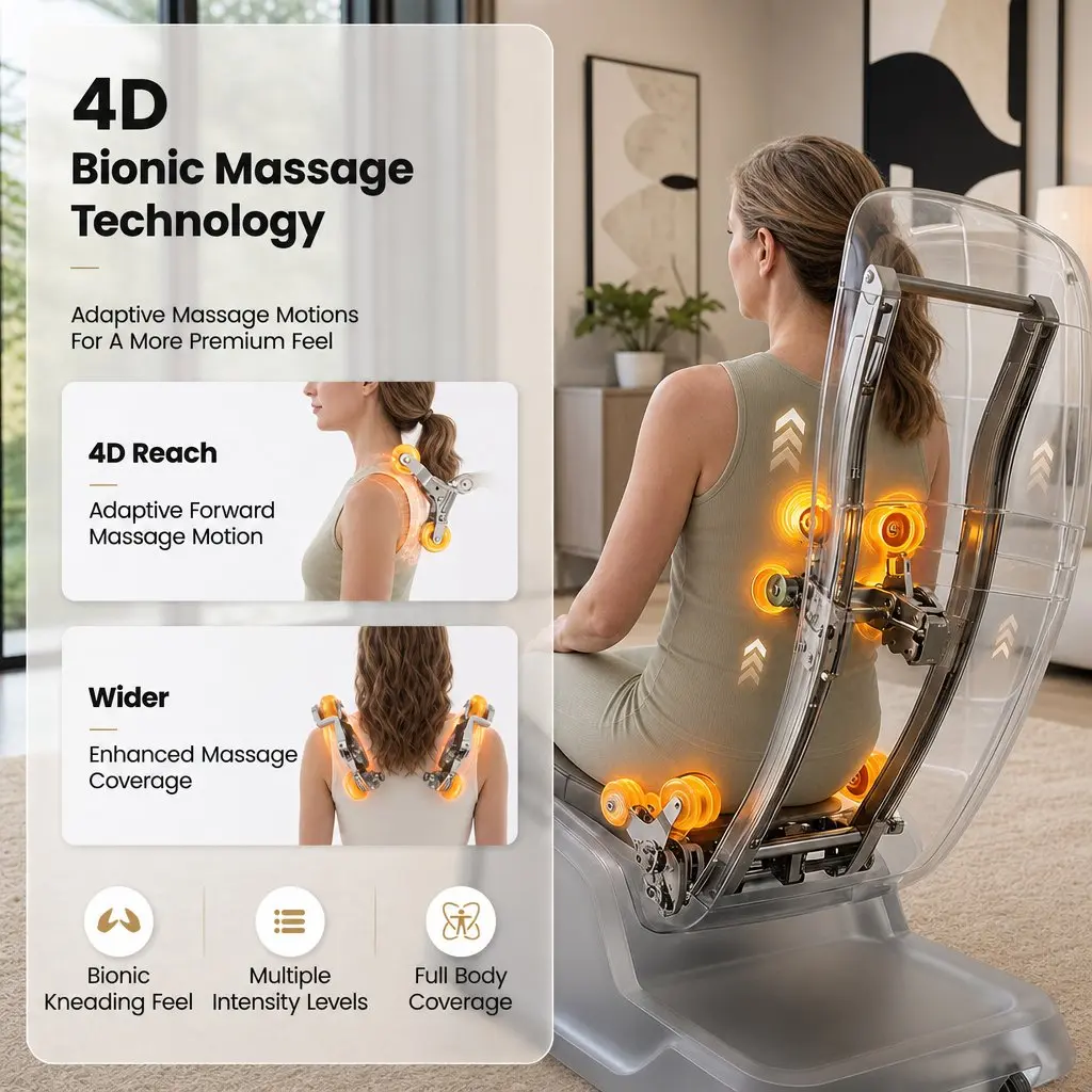 Massage Chair White 4D Dual Mechanism Zero Gravity Recliner with SL Track