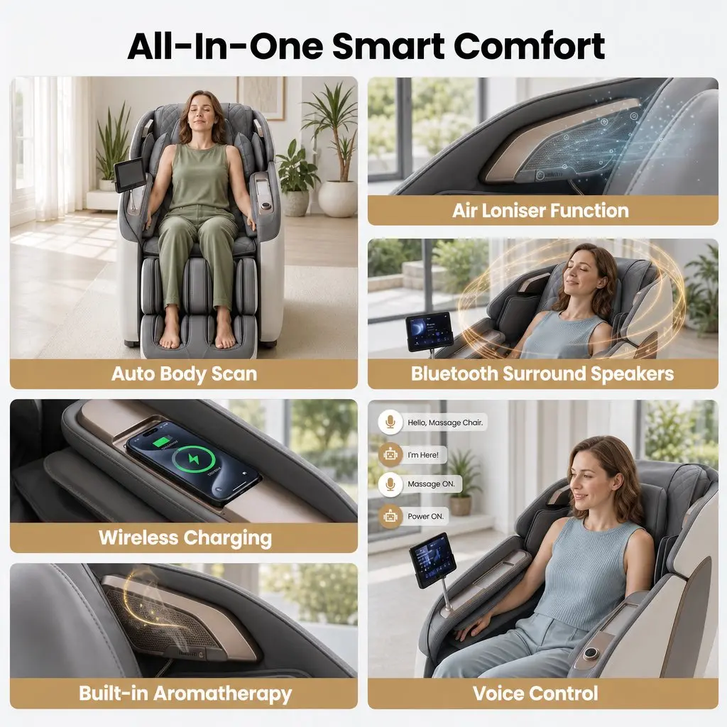 Massage Chair White 4D Dual Mechanism Zero Gravity Recliner with SL Track