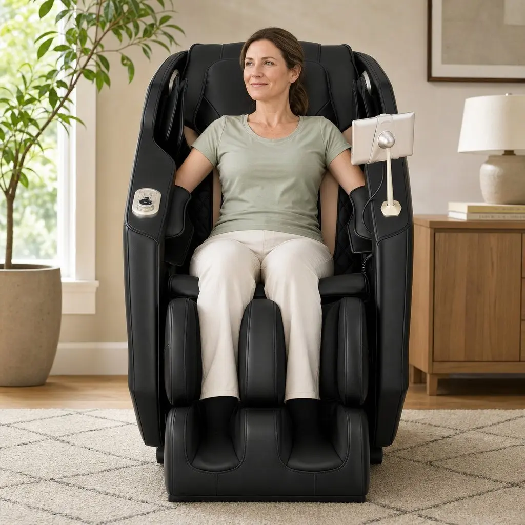 Massage Chair Black Full Body Zero Gravity Recliner with Heat 24 Airbags Foot Massage