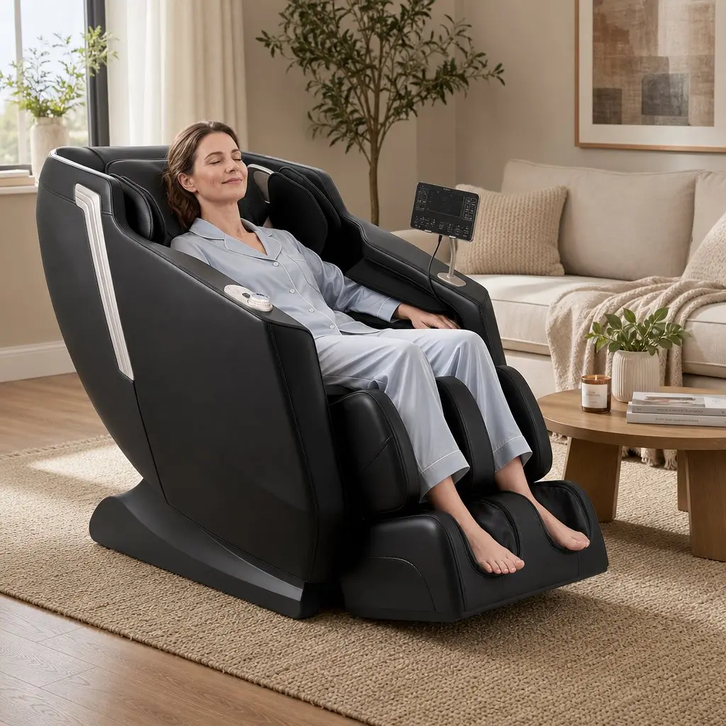 Massage Chair Black Full Body Zero Gravity Recliner with Heat 24 Airbags Foot Massage