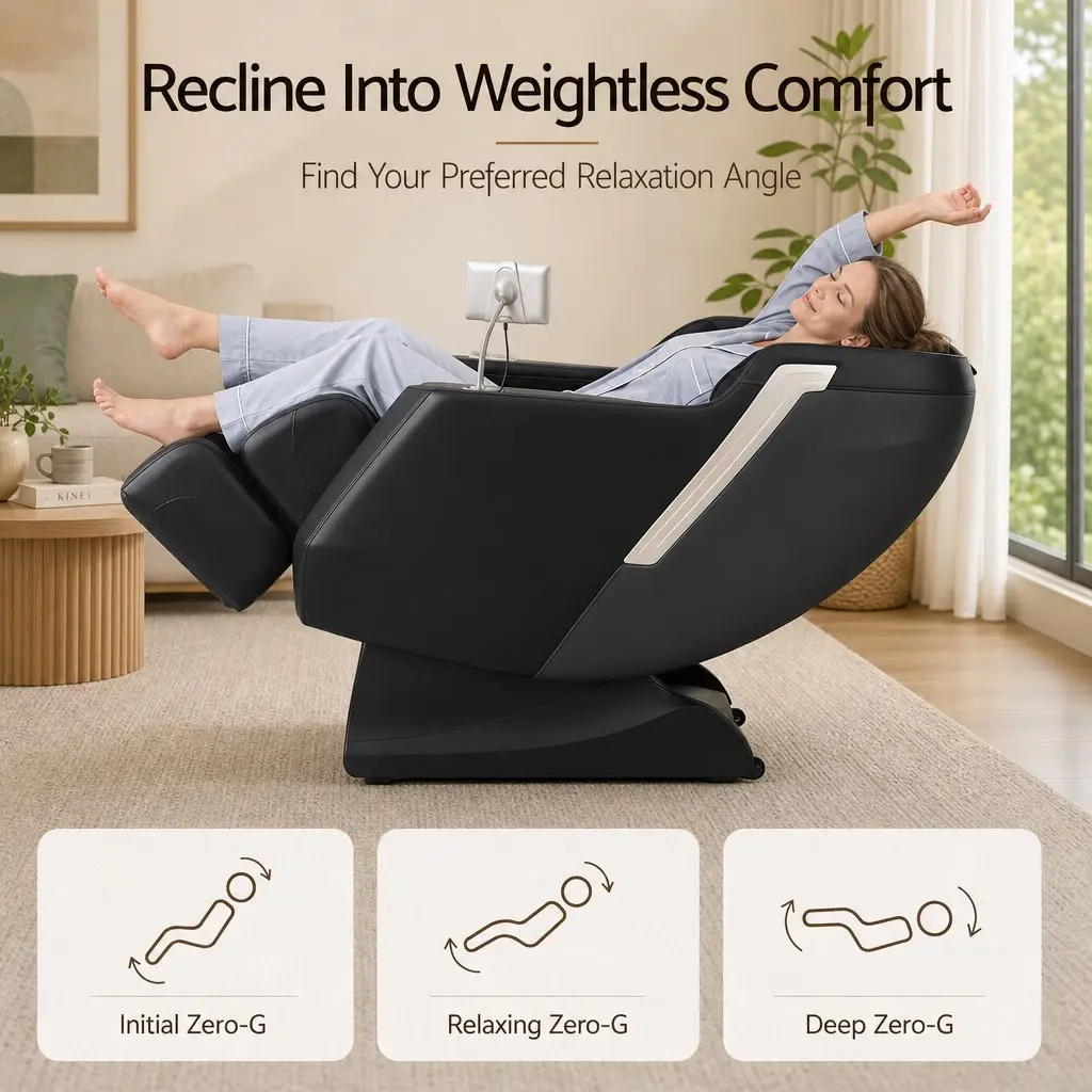 Massage Chair Black Full Body Zero Gravity Recliner with Heat 24 Airbags Foot Massage