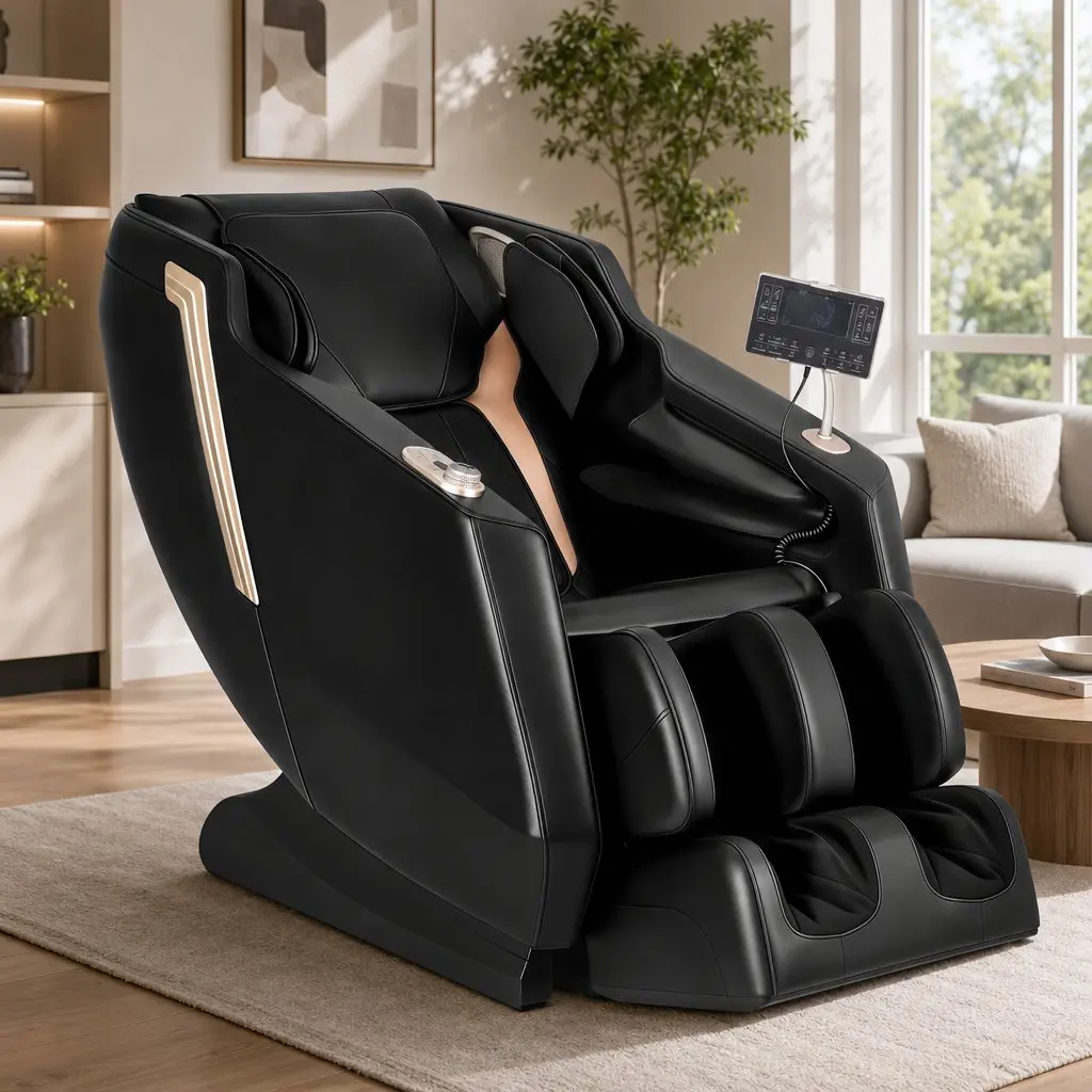Massage Chair Black Full Body Zero Gravity Recliner with Heat 24 Airbags Foot Massage