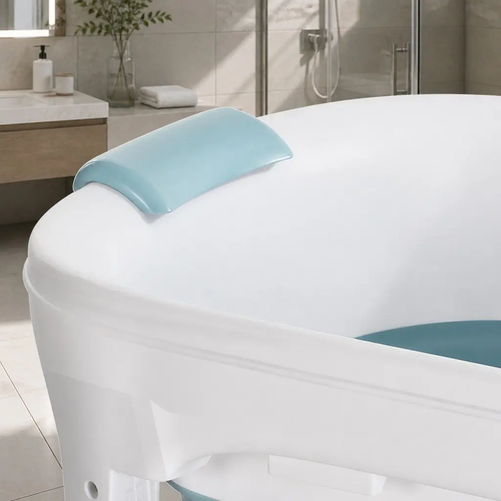 Foldable Bathtub Portable Folding Water Spa with Cover Plate Neck Pillow