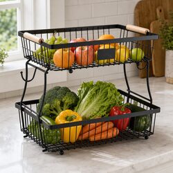 Concise 2-Tier Fruit Basket with Banana Stand