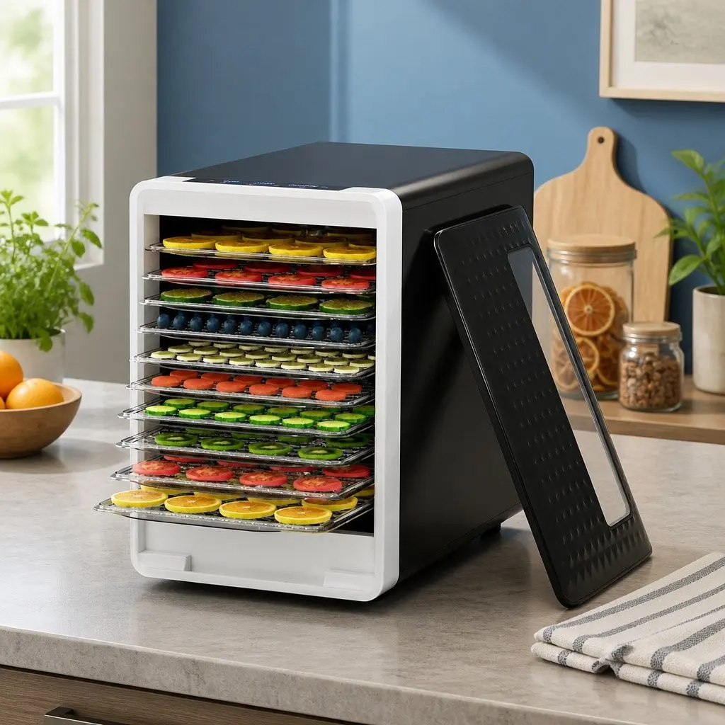 Food Dehydrator Black 10 Tray Adjustable Temperature Programmable Timer