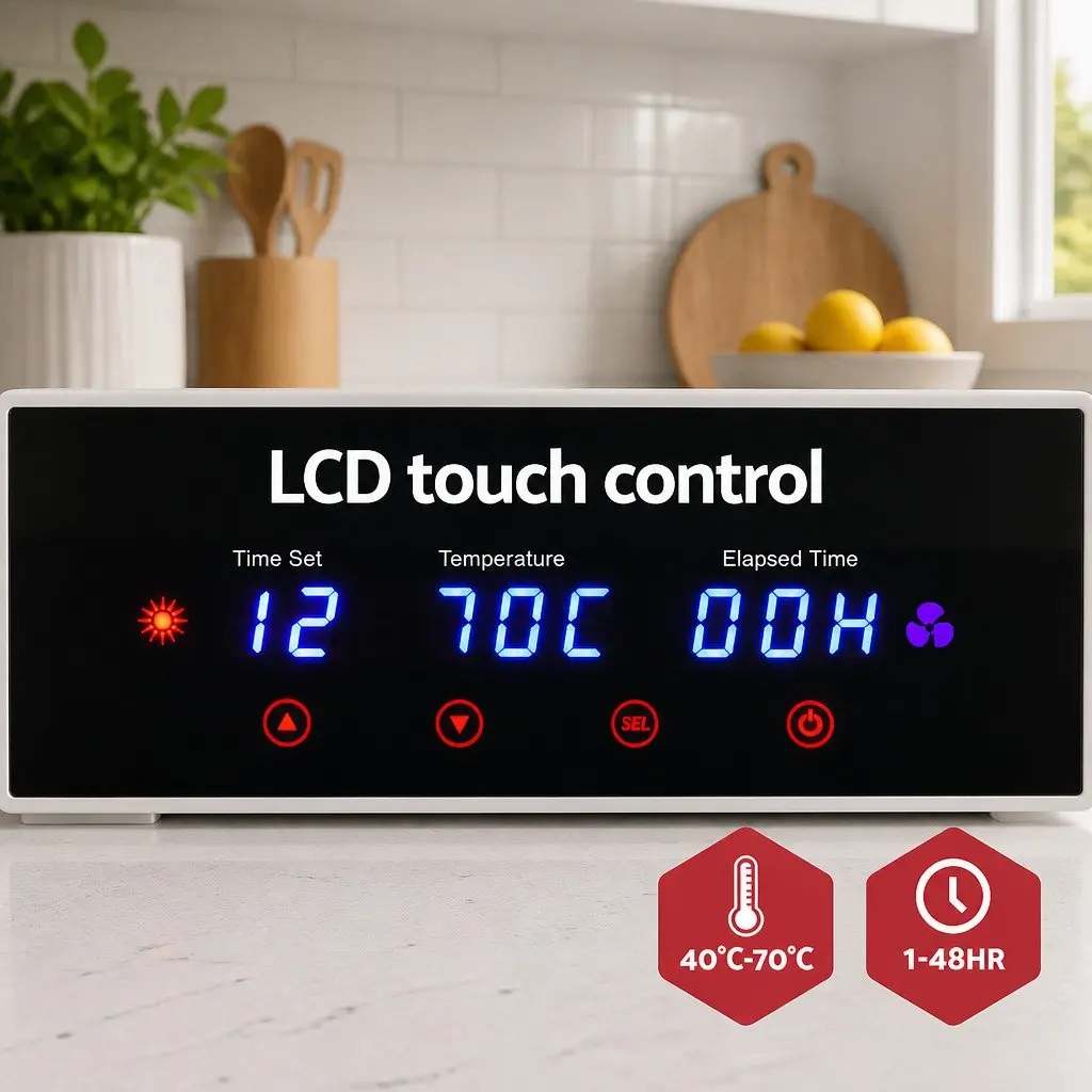 Food Dehydrator Black 10 Tray Adjustable Temperature Programmable Timer