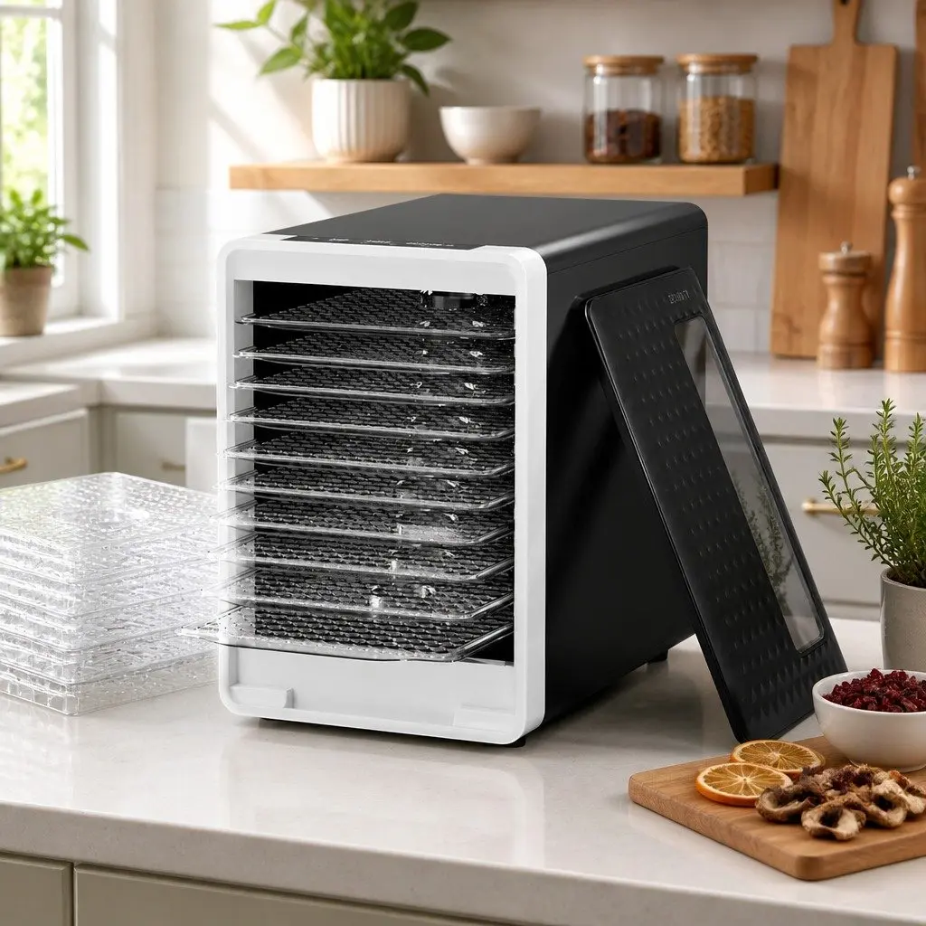 Food Dehydrator Black 10 Tray Adjustable Temperature Programmable Timer