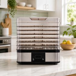 7 Tray Food Dehydrator with LCD Display Temperature Control Timer Silver