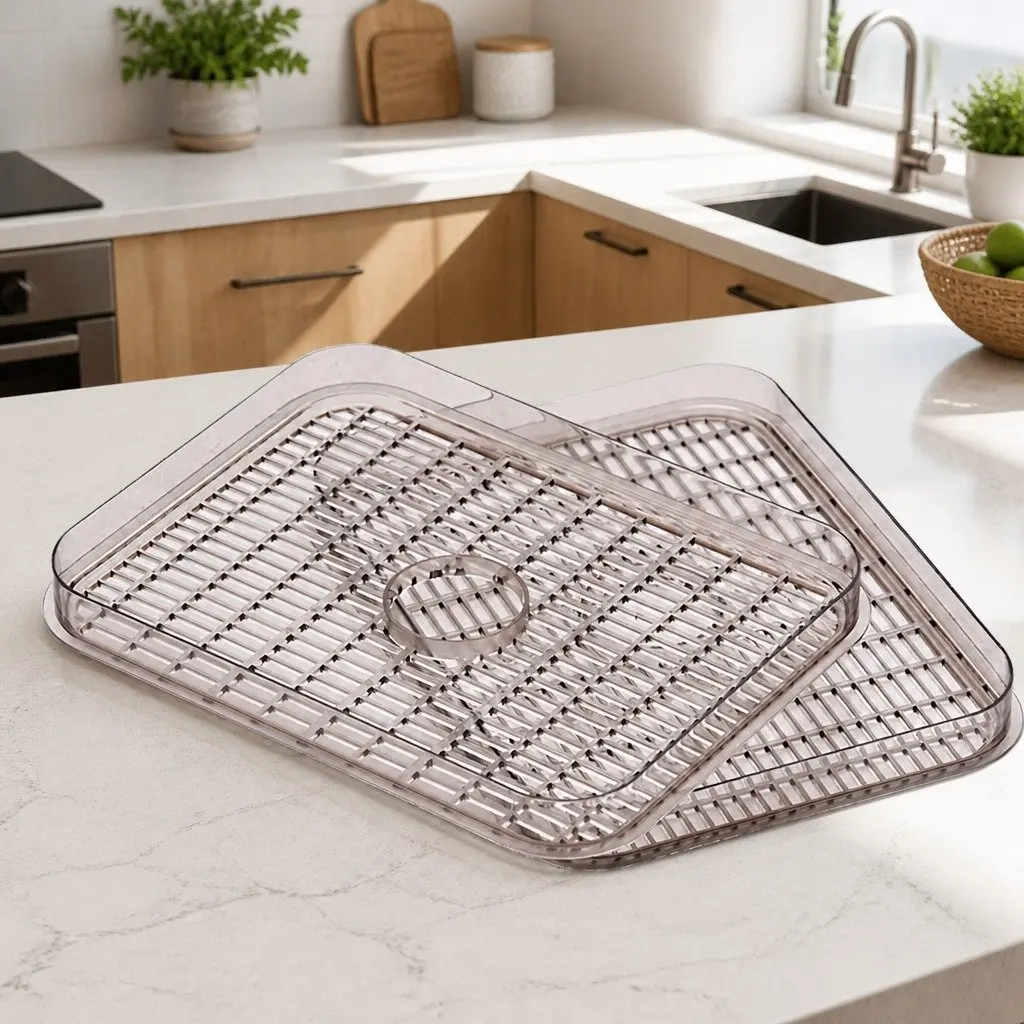 Food Dehydrator Clear PS Plastic Drying Tray Add On 2 Piece