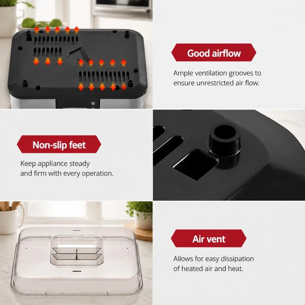 5 Tray Food Dehydrator Silver Stainless Steel LCD Display Temperature Control Timer