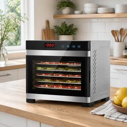 Food Dehydrator 6 Trays Stainless Steel LCD Touch Control Digital Temperature