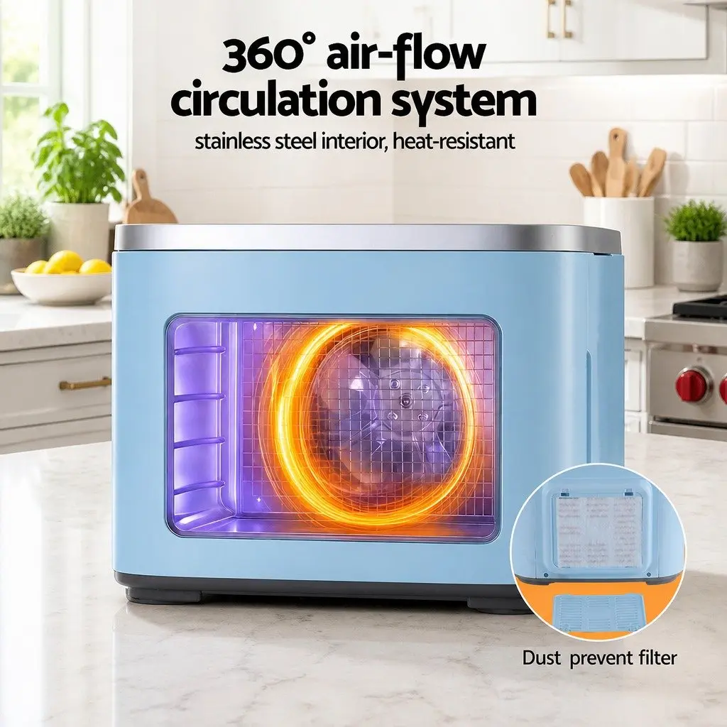 Food Dehydrator Blue 5 Trays Mini with LED Touch Control Panel