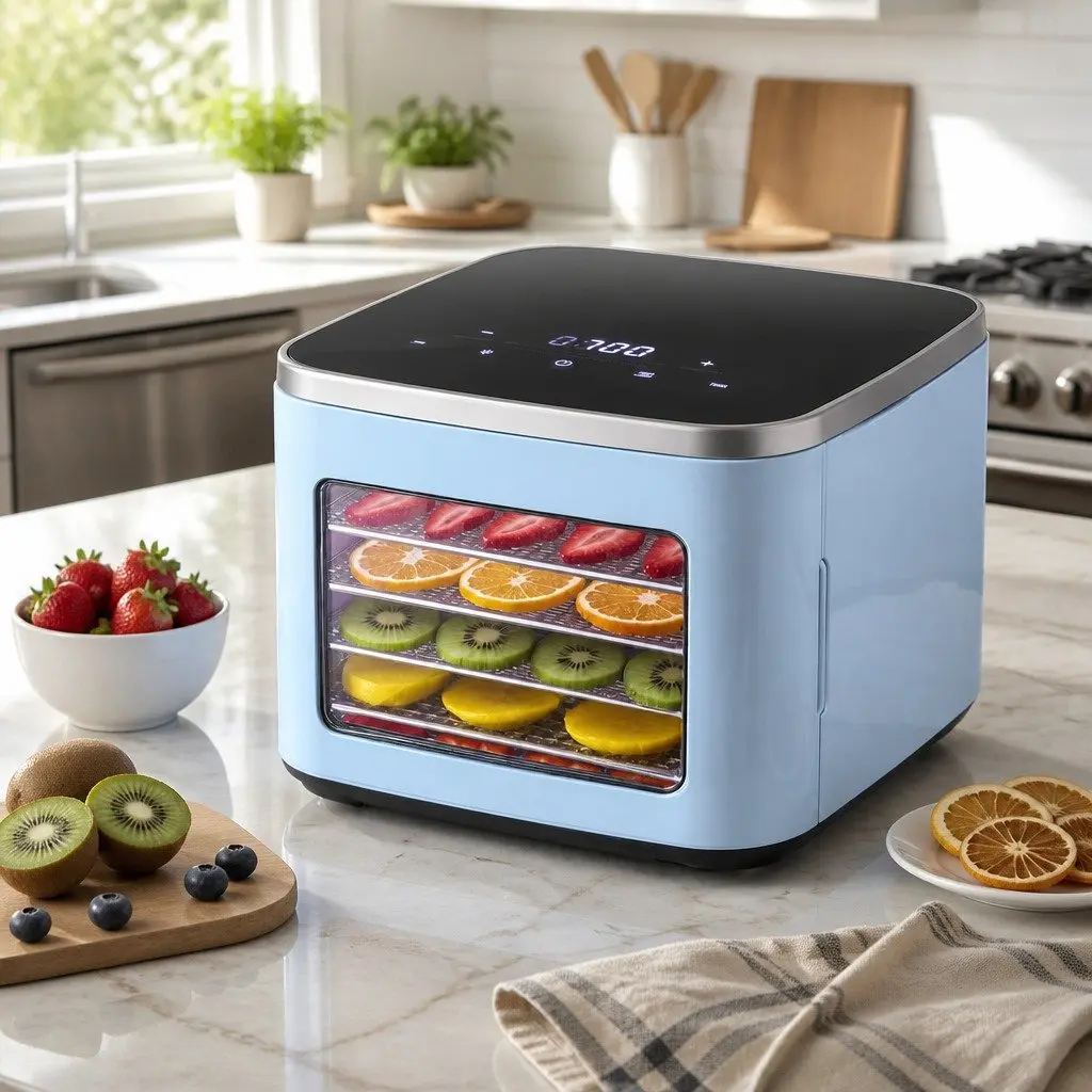 Food Dehydrator Blue 5 Trays Mini with LED Touch Control Panel