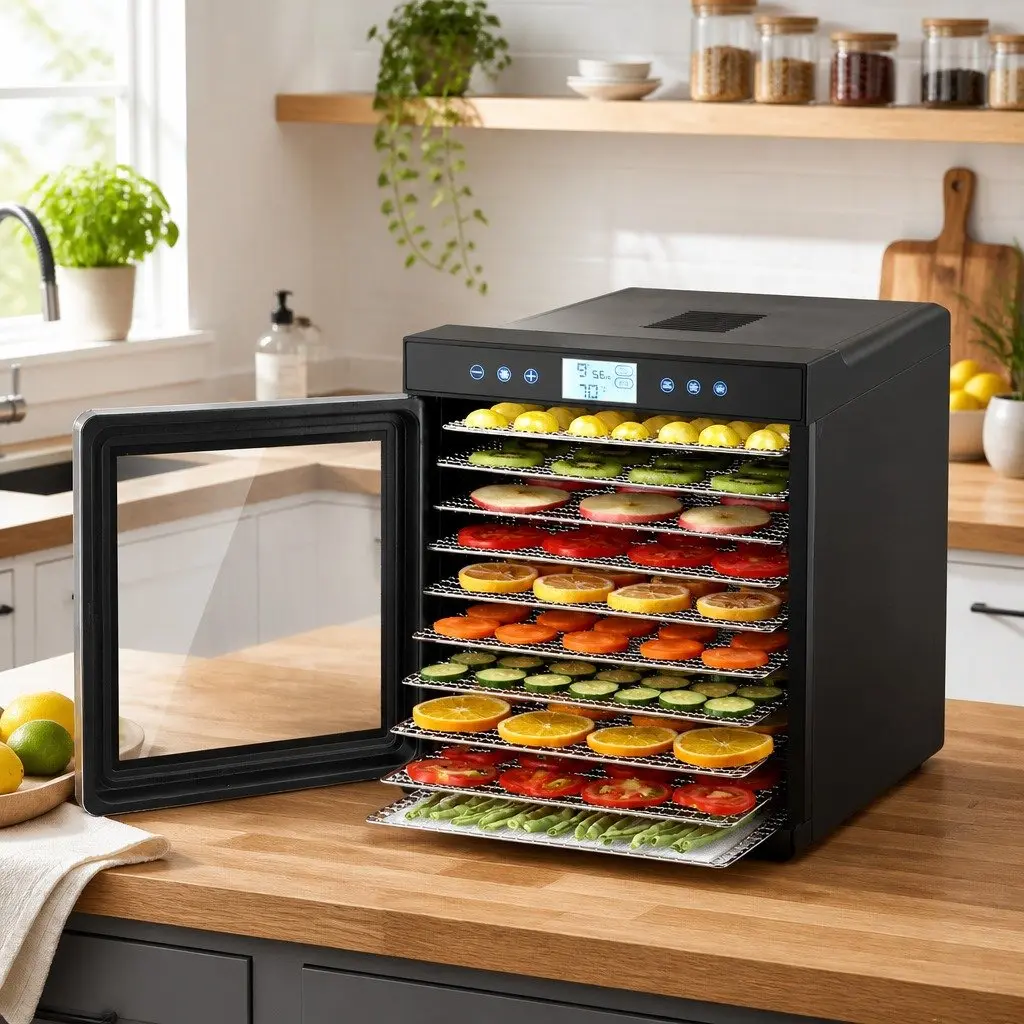 Food Dehydrator Black 10 Trays Stainless Steel Digital Temperature Control