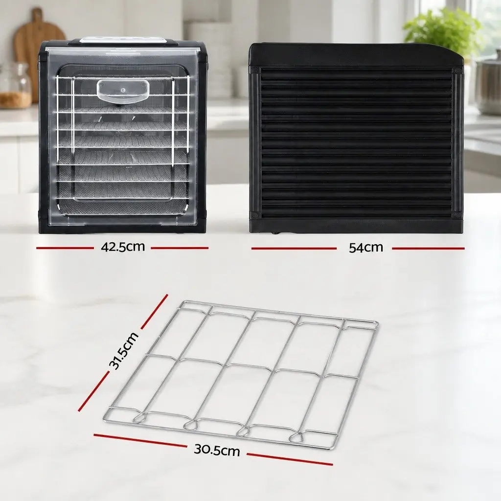 Food Dehydrator Silver 9 Trays LCD Touch Control Adjustable Timer Stainless Steel
