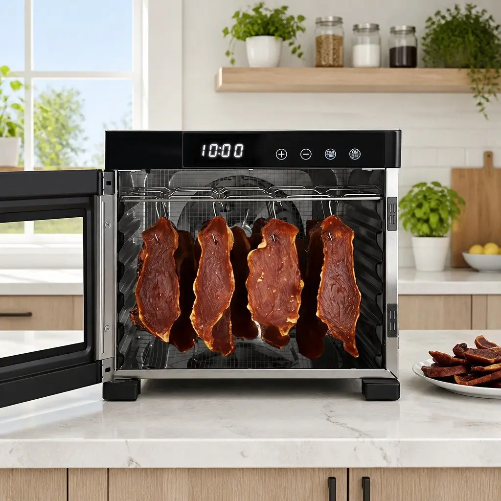Food Dehydrator Silver 6 Tray Stainless Steel LCD Touch Control Adjustable Temperature