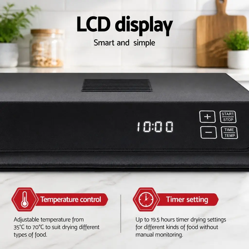 Food Dehydrator Silver 6 Tray Stainless Steel Digital Timer Adjustable Temperature