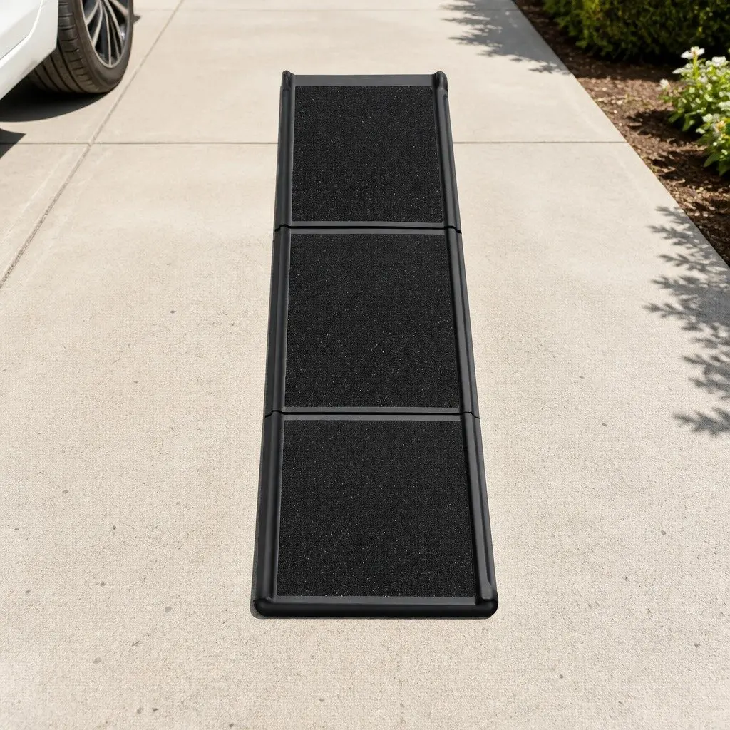 Dog Ramp Black Foldable Portable Adjustable Non-slip Surface